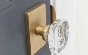 Windsor Crystal Door Knob on Modern Rectangular Rosette